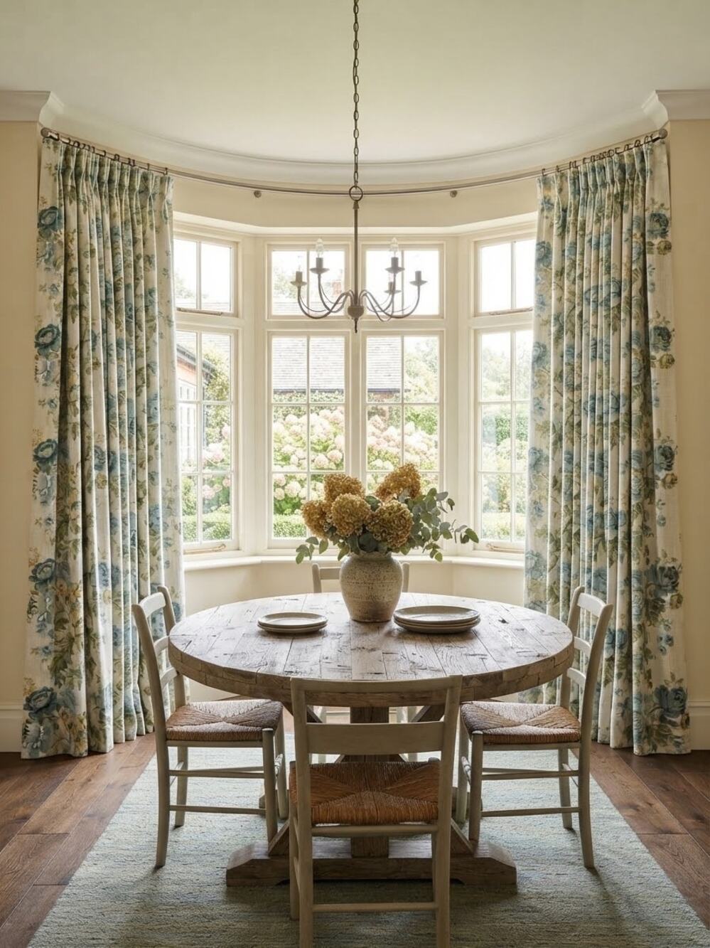 Sanderson Hykenham Floral Window Curtains Set of 2 Panels Blue Green 50x84 NWT